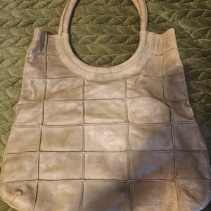 Anthropologie Lite Military Green Leather Tote